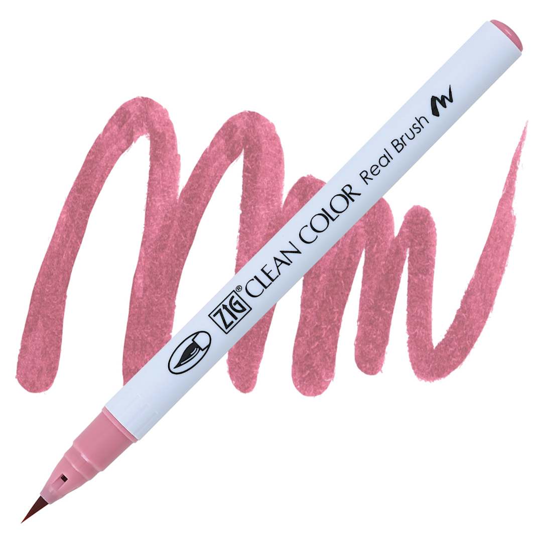Open in modal - Kuretake Zig Clean Color Real Brush Pen - Pale Rose pen and swatch