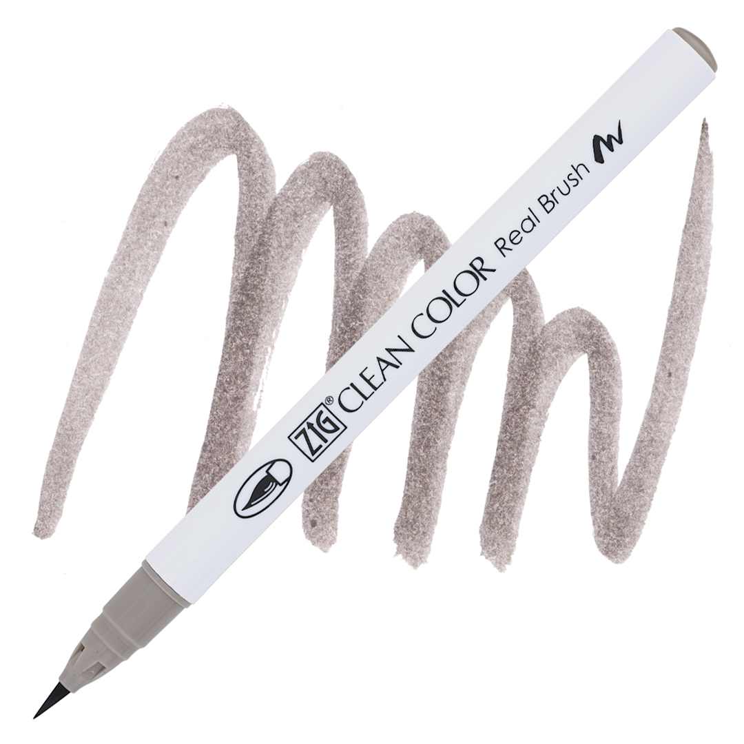 Open in modal - Kuretake Zig Clean Color Real Brush Pen - Platinum Brown pen and swatch