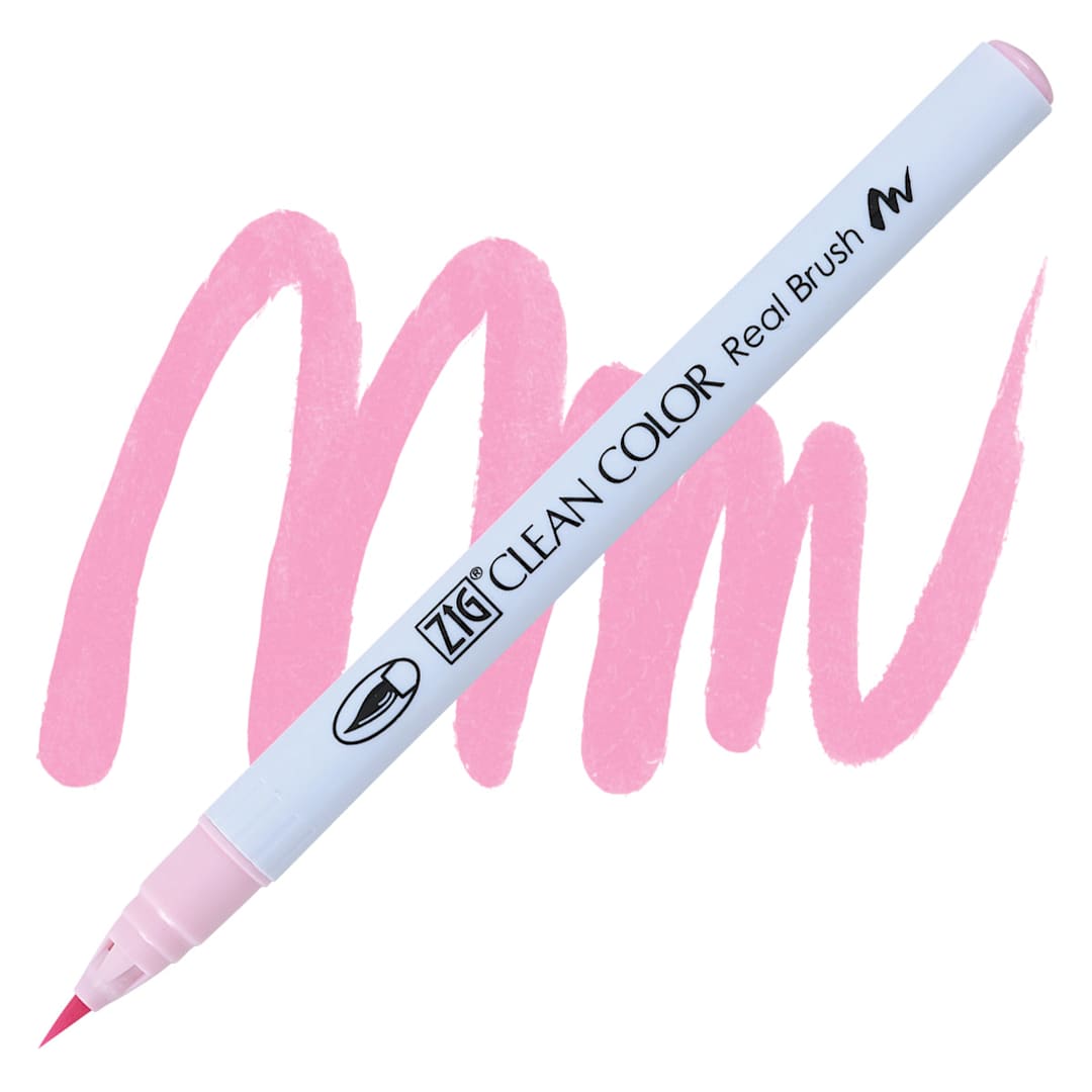 Open in modal - Kuretake Zig Clean Color Real Brush Pen - Sugared Almond Pink pen and swatch