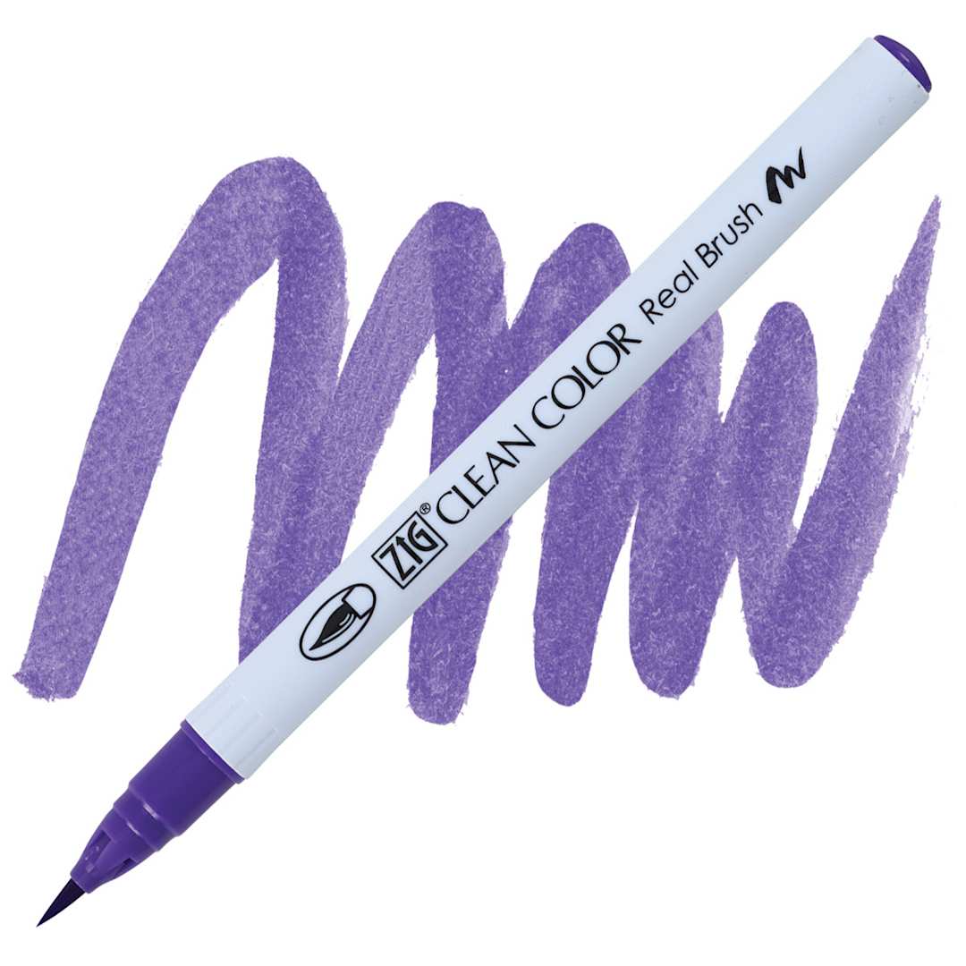 Open in modal - Kuretake Zig Clean Color Real Brush Pen - Violet pen and swatch