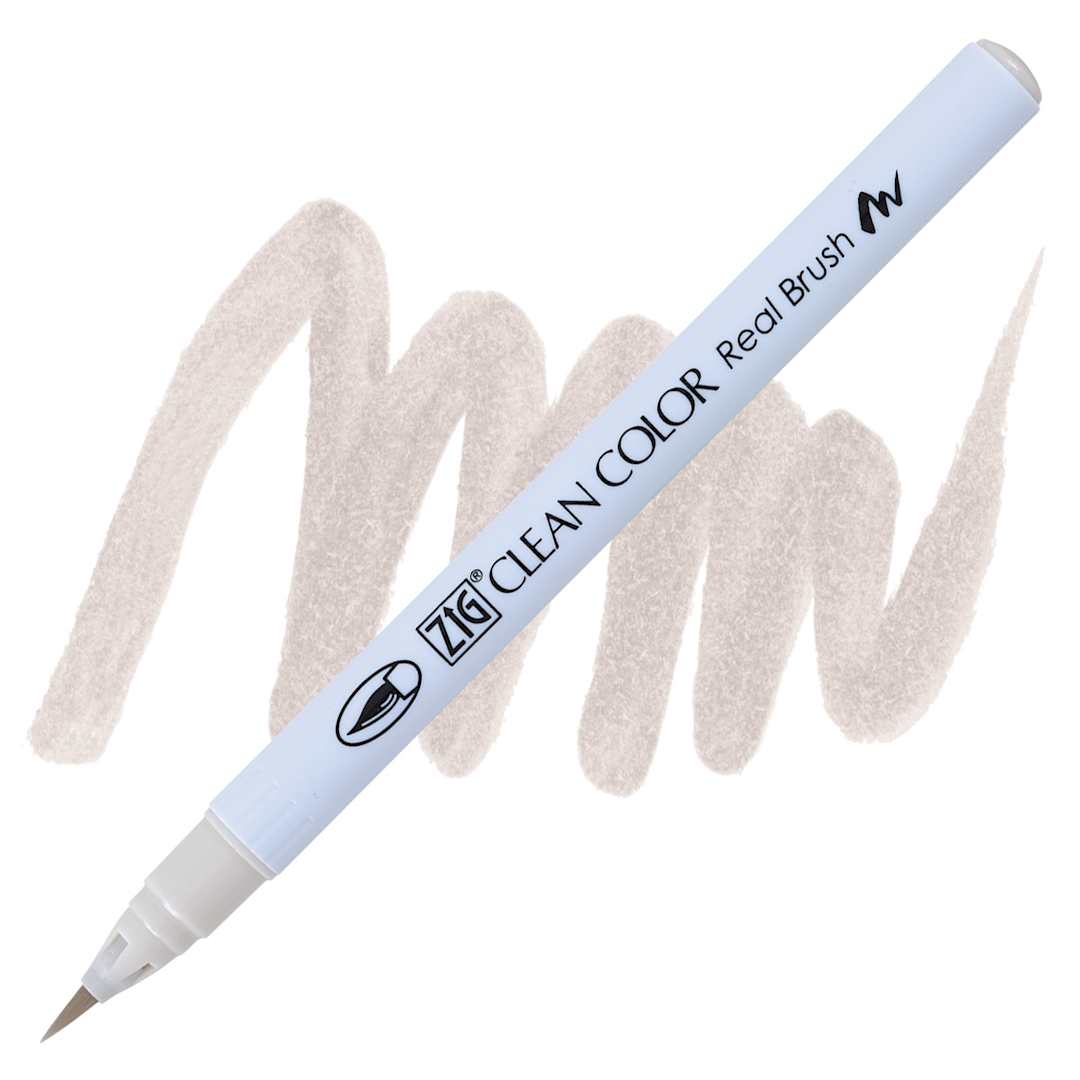Open in modal - Kuretake Zig Clean Color Real Brush Pen - Warm Gray 2 pen and swatch