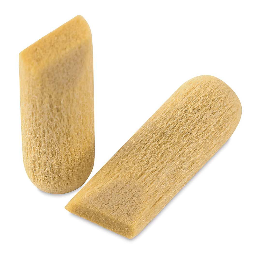 Open in modal - Montana Black Paint Replacement Nibs - 2 Chisel nibs shown one standing, one at angle