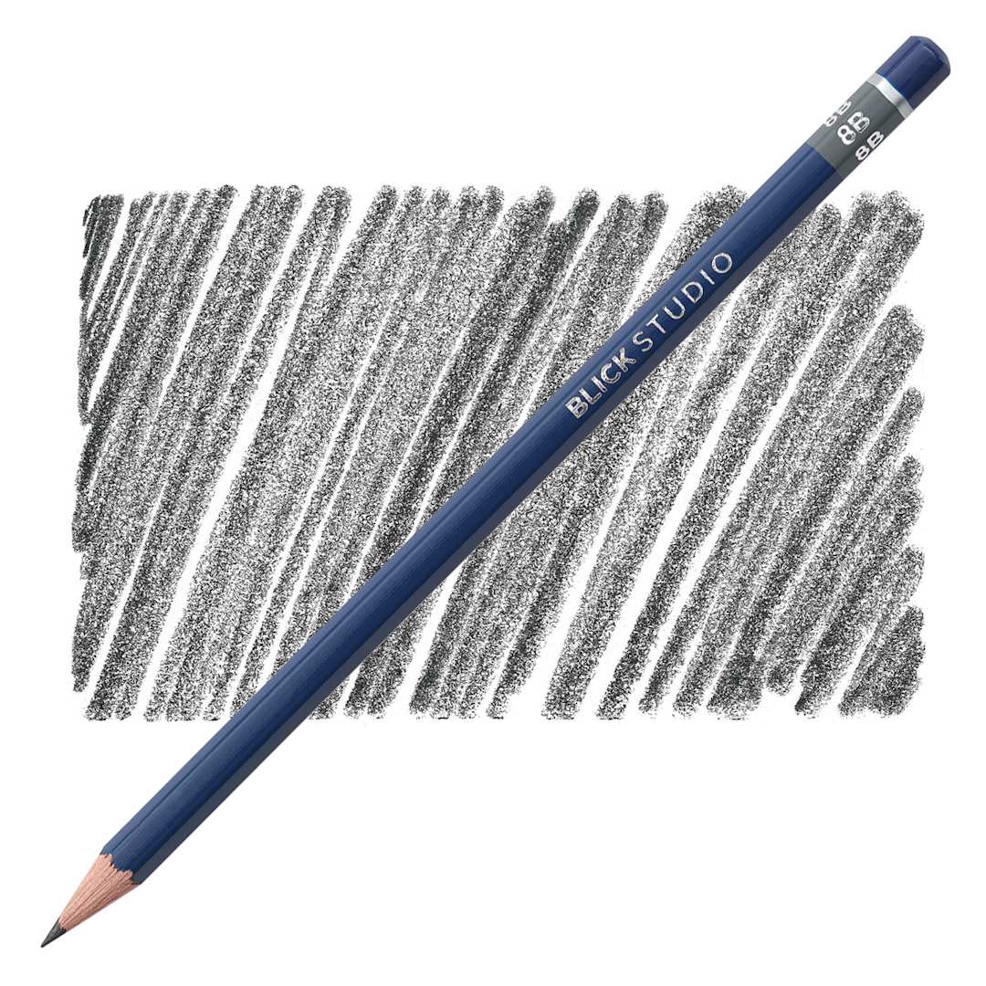 Open in modal - Blick Studio Drawing Pencil - 8B (softest) pencil and swatch