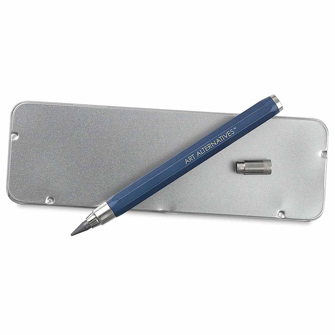 Open in modal - Art Alternatives Clutch Pencil Art Tin Set - Top view of Tin with Pencil lying on top