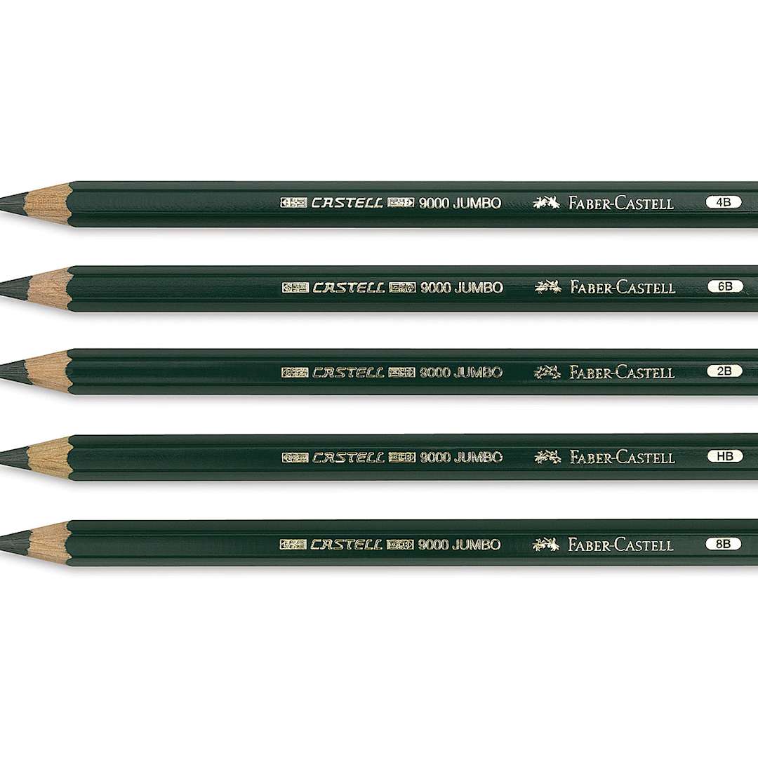 Open in modal - Faber Castell 9000 Jumbo Pencils - 5 pencils shown horizontally
