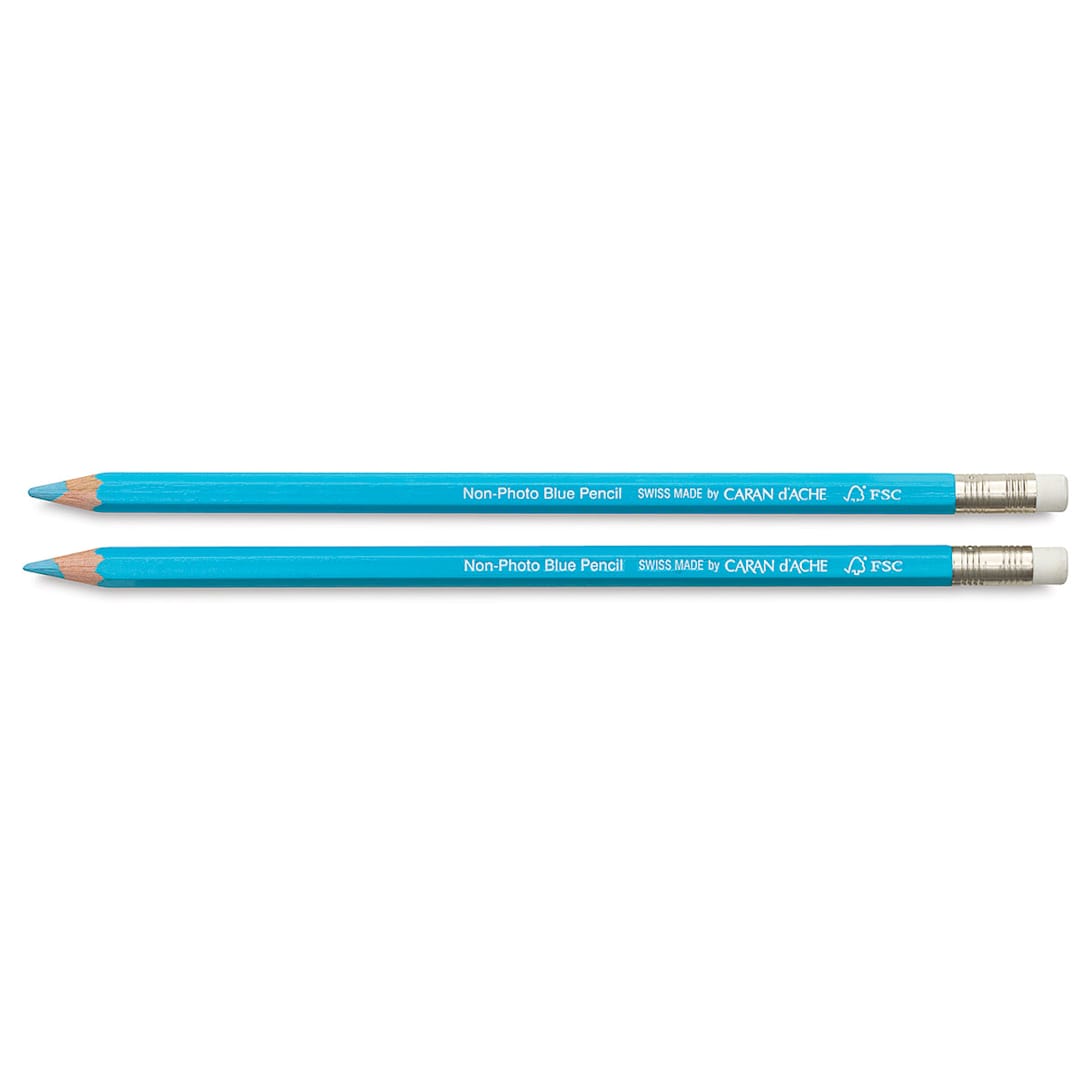 Open in modal - Caran d'Ache Sketcher Non-Photo Blue Pencil - 2 Blue Pencils shown horizontally