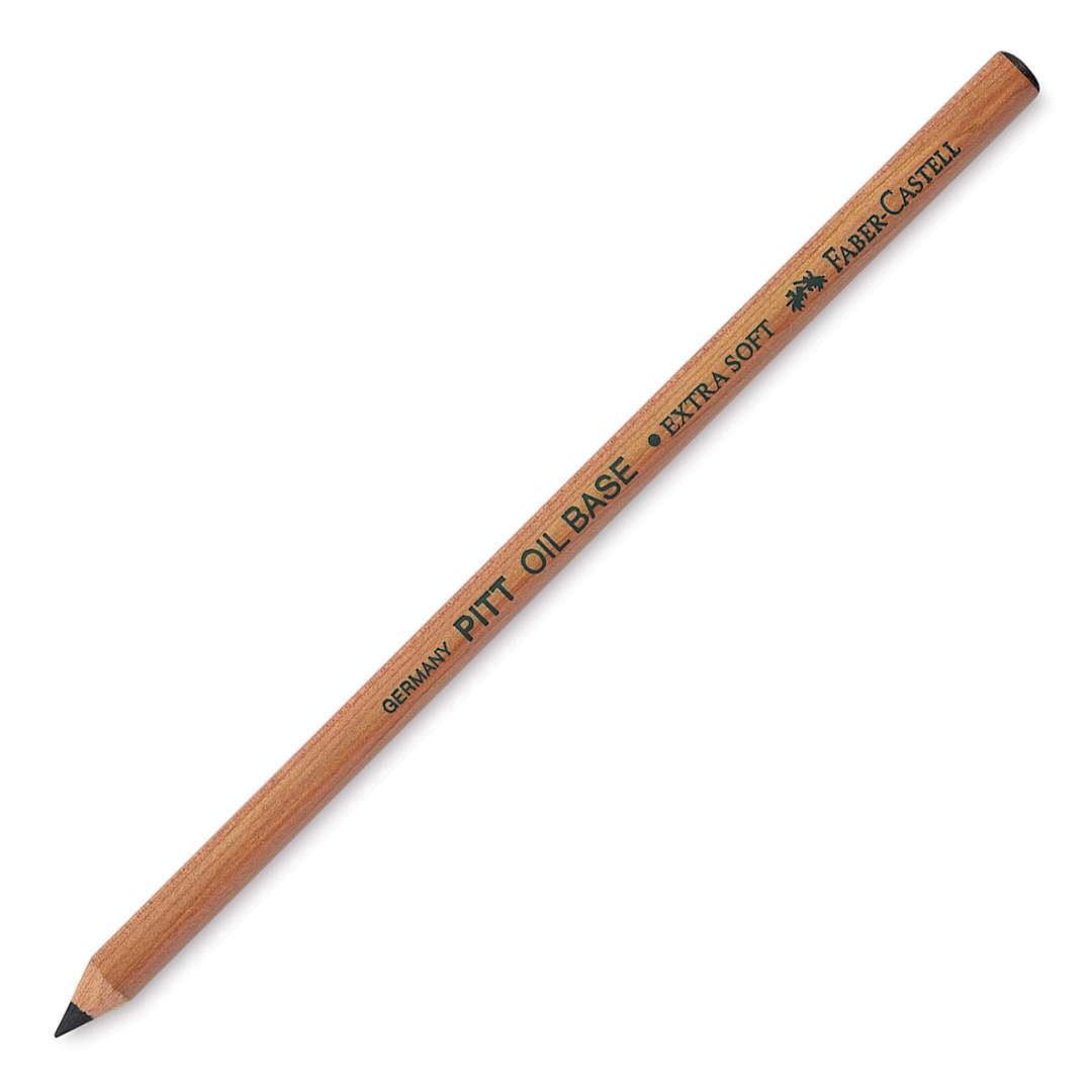 Open in modal - Oil-Based Monochrome Artist Pencil - Angled view of black Extra Soft hardness pencil