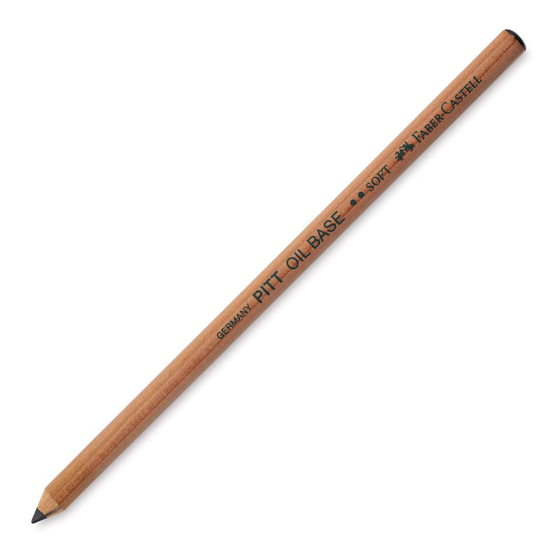 Open in modal - Oil-Based Monochrome Artist Pencil - Angled view of black Soft hardness pencil