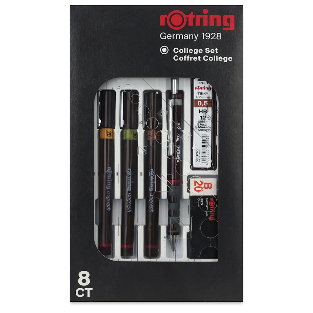 Open in modal - Rotring Isograph Technical Pens - 0.2 mm, 0.3 mm, 0.5 mm, Set of 3, front of the packaging