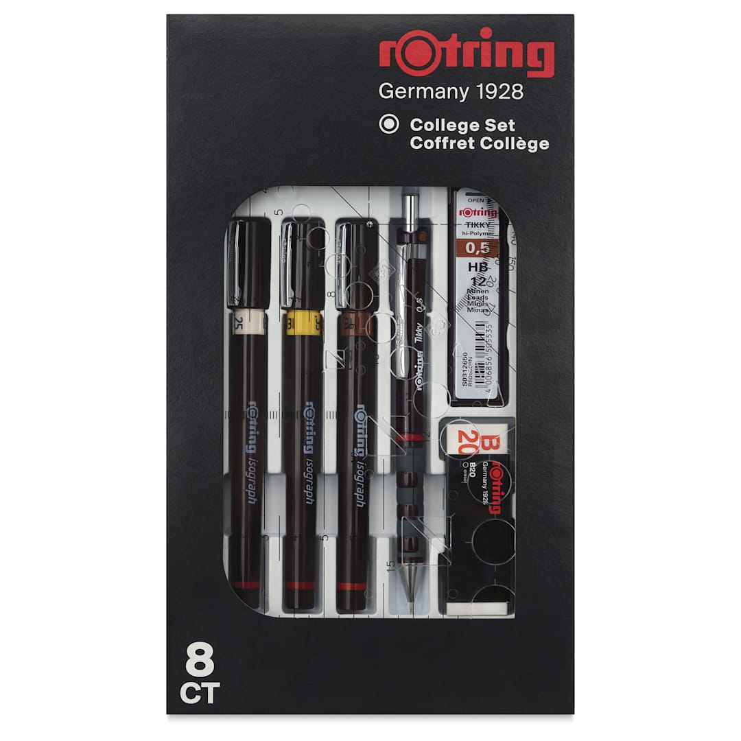 Open in modal - Rotring Isograph Technical Pens - 0.25 mm, 0.35 mm, 0.5 mm, Set of 3, front of the packaging