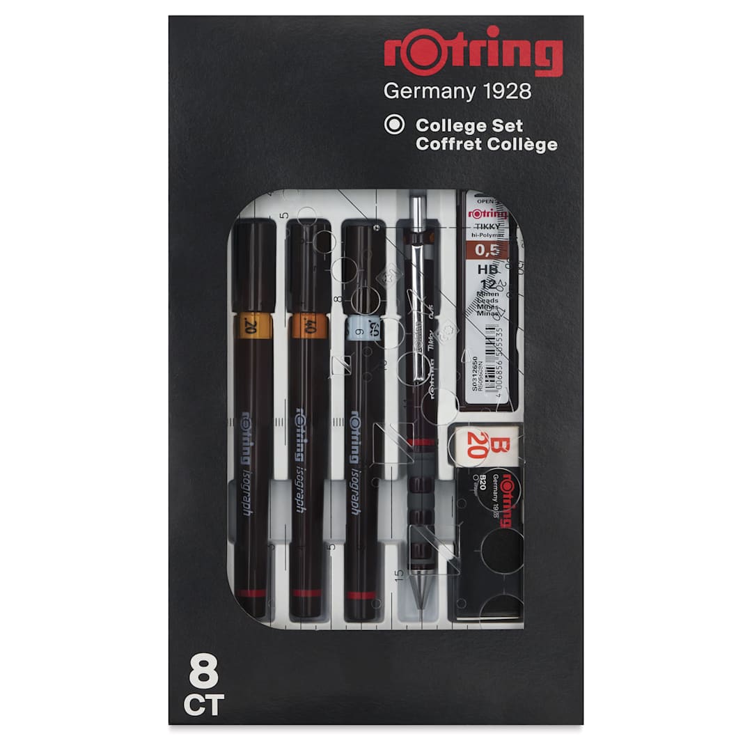 Open in modal - Rotring Isograph Technical Pens - 0.2 mm, 0.4 mm, 0.6 mm, Set of 3, front of the packaging