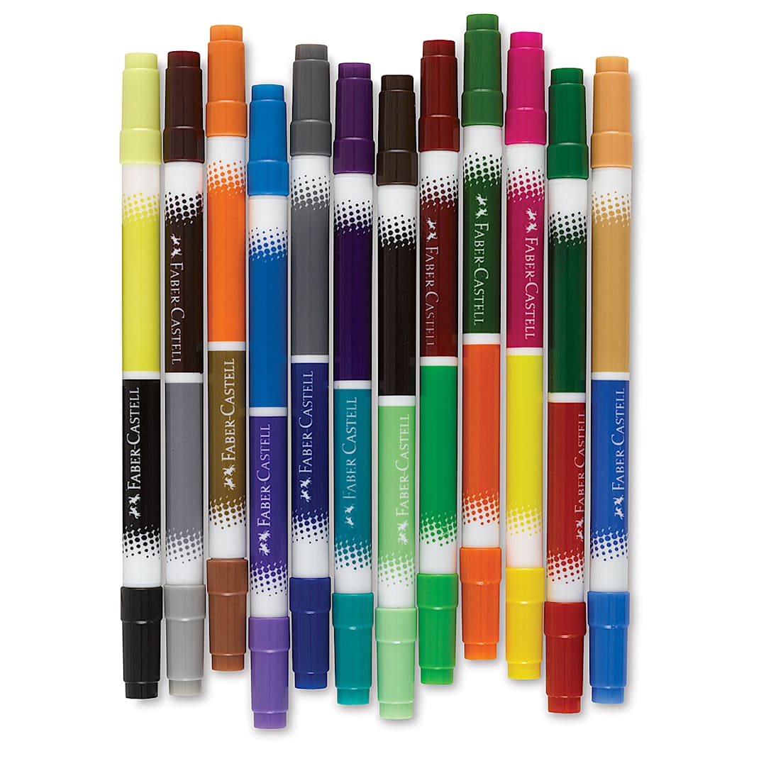 Open in modal - DuoTip Washable Markers - Set of 12 Markers shown capped and upright