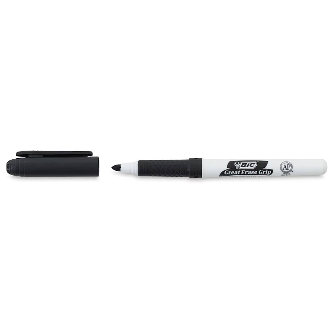 Open in modal - Bic Great Erase Grip Dry Erase Marker - Single Marker shown horizontally and uncapped