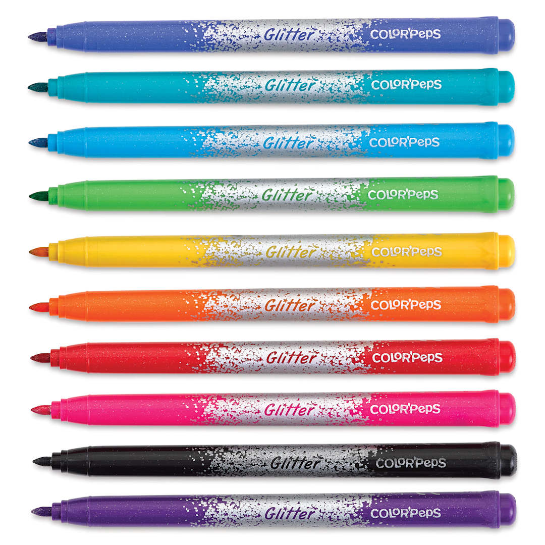 Open in modal - Maped Color'Peps Premium Glitter Markers - Set of 10, caps off