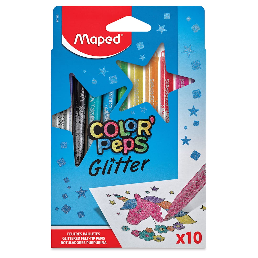 Open in modal - Maped Color'Peps Premium Glitter Markers - Set of 10, front of package