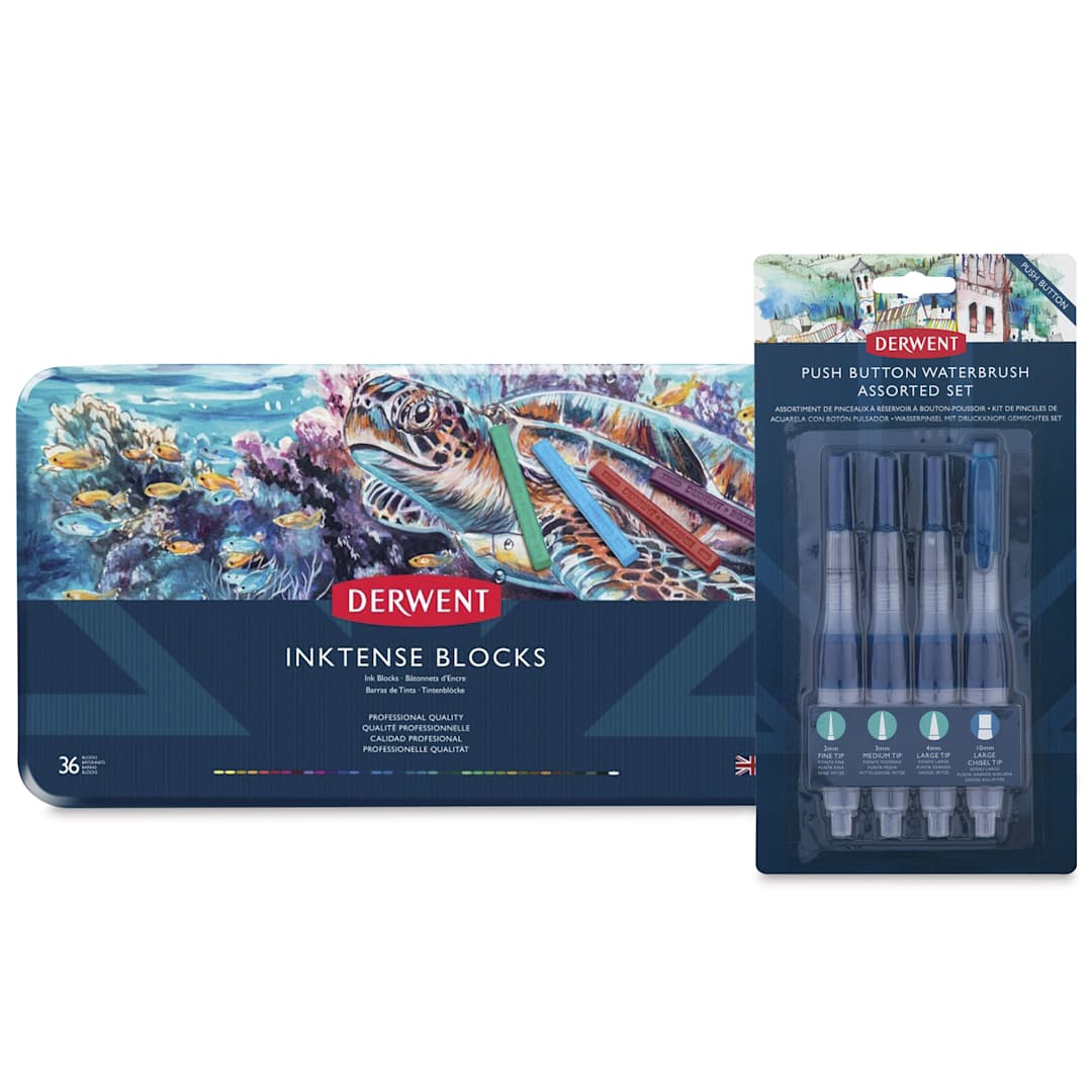 Open in modal - Derwent Inktense Block Set - Blick Exclusive! Set of 40 with Waterbrushes