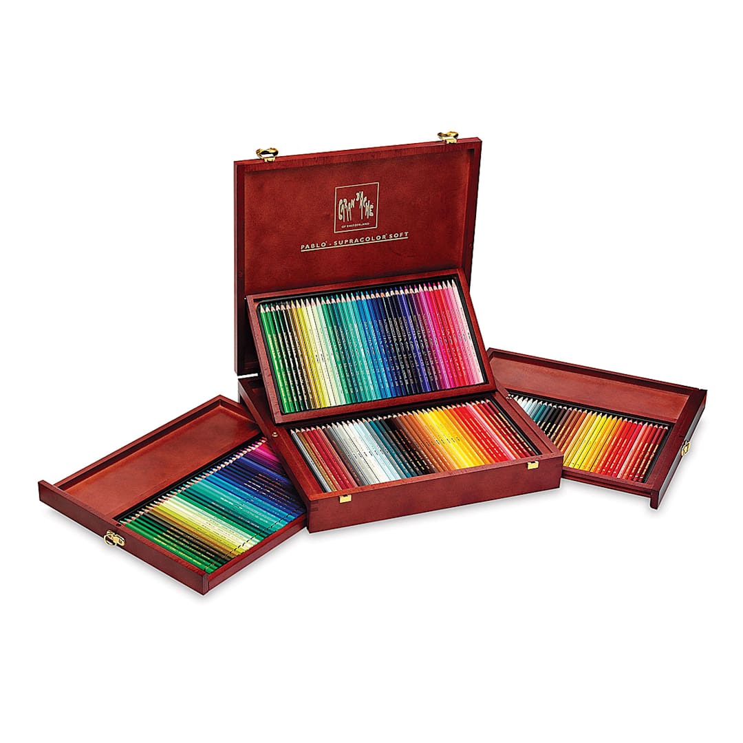 Open in modal - Caran D'Ache Pablo and Supracolor Wood Box Pencil Set