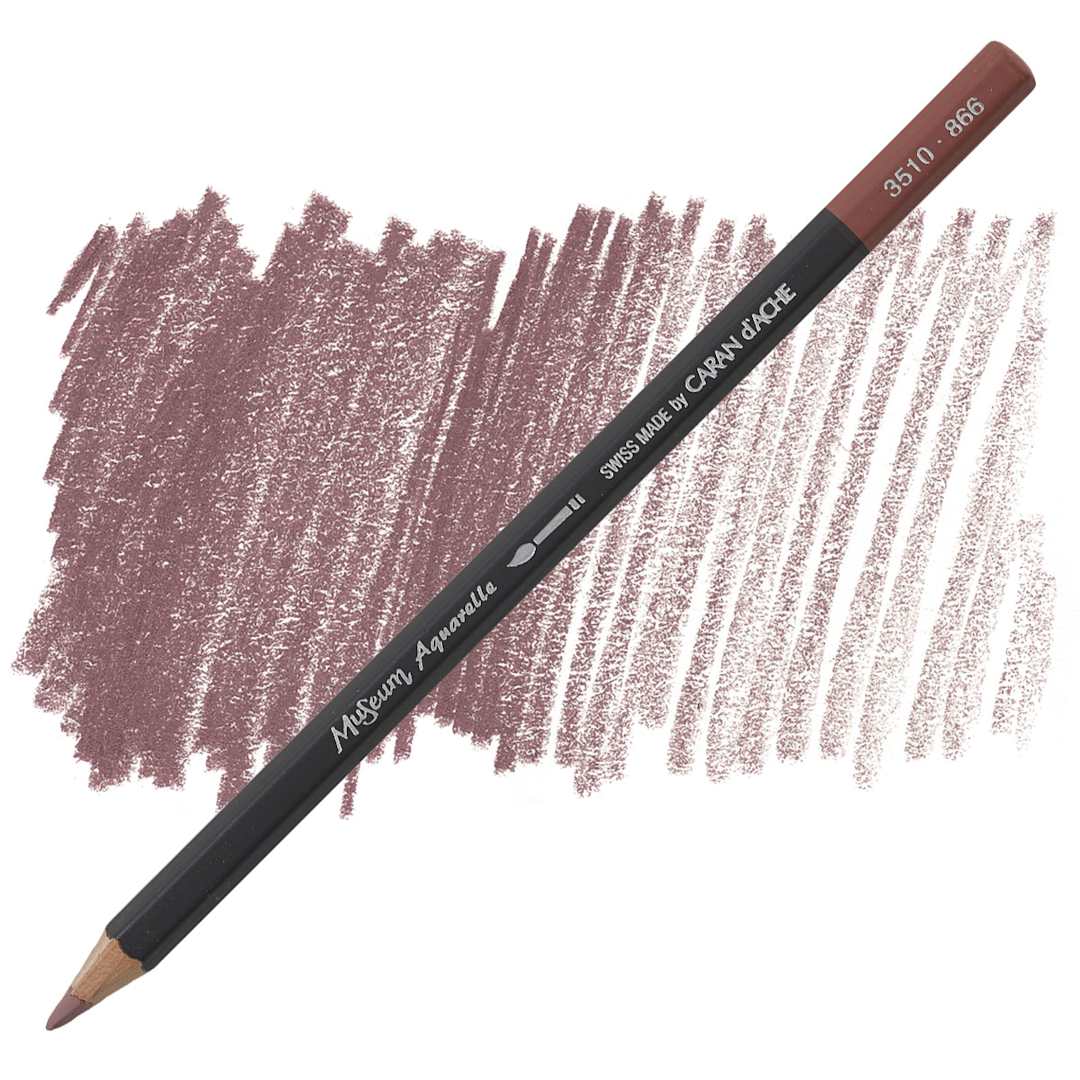 Open in modal - Caran D'Ache Museum Aquarelle Pencil - Burnt Sienna 50% pencil and swatch