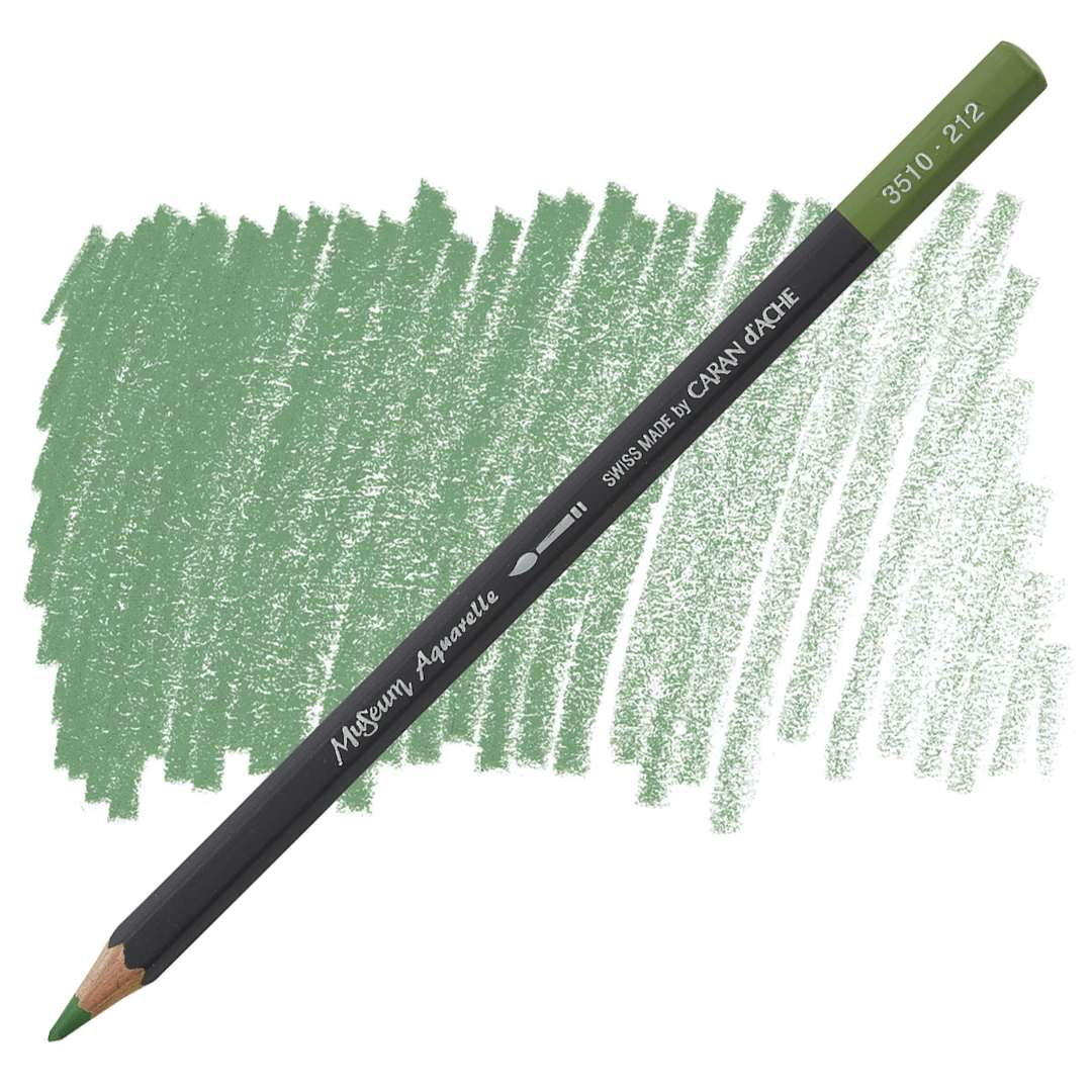 Open in modal - Caran D'Ache Museum Aquarelle Pencil - Chromium Oxide Green pencil and swatch