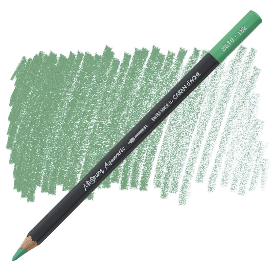 Open in modal - Caran D'Ache Museum Aquarelle Pencil - Cobalt Green pencil and swatch