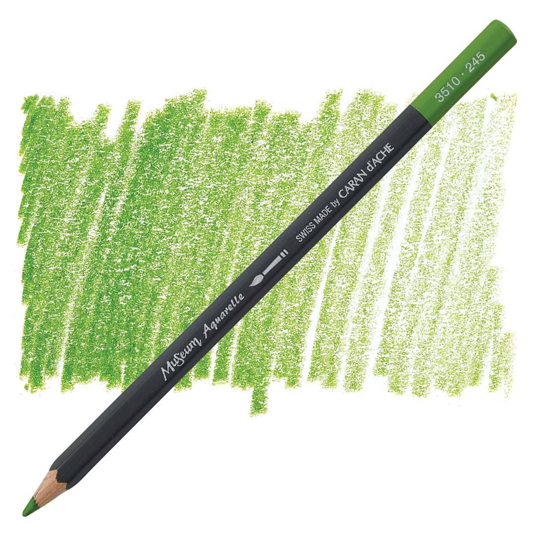 Open in modal - Caran D'Ache Museum Aquarelle Pencil - Light Olive pencil and swatch