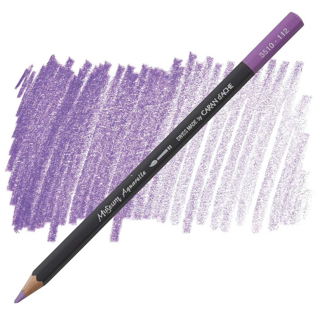 Open in modal - Caran D'Ache Museum Aquarelle Pencil - Manganese Violet pencil and swatch