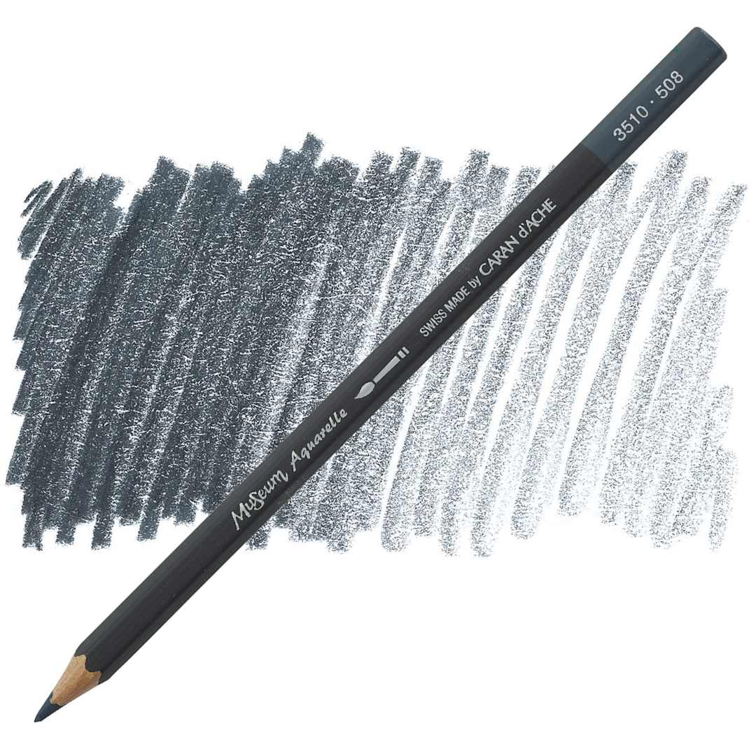 Open in modal - Caran D'Ache Museum Aquarelle Pencil - Payne's Grey pencil and swatch