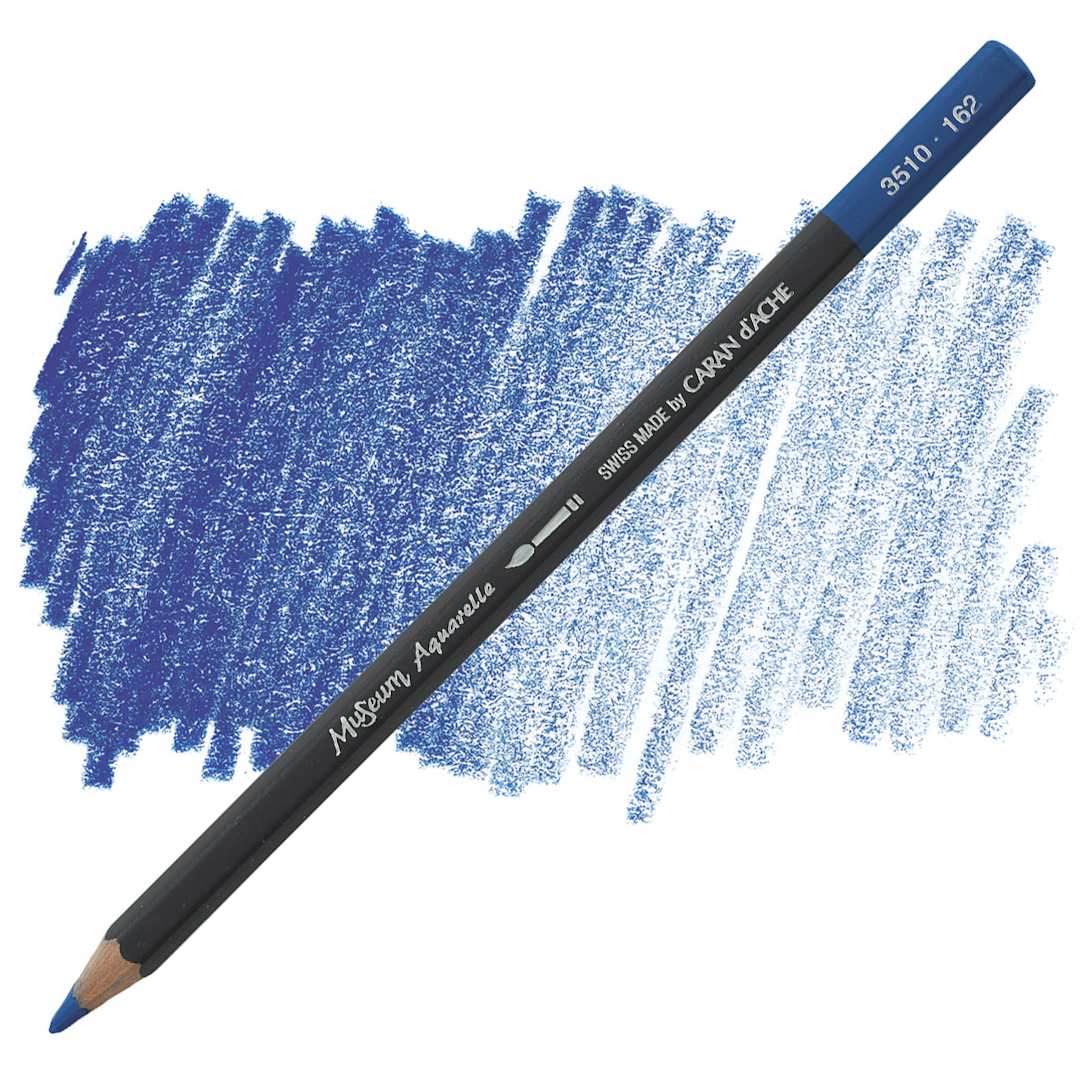 Open in modal - Caran D'Ache Museum Aquarelle Pencil - Phthalocyanine Blue pencil and swatch