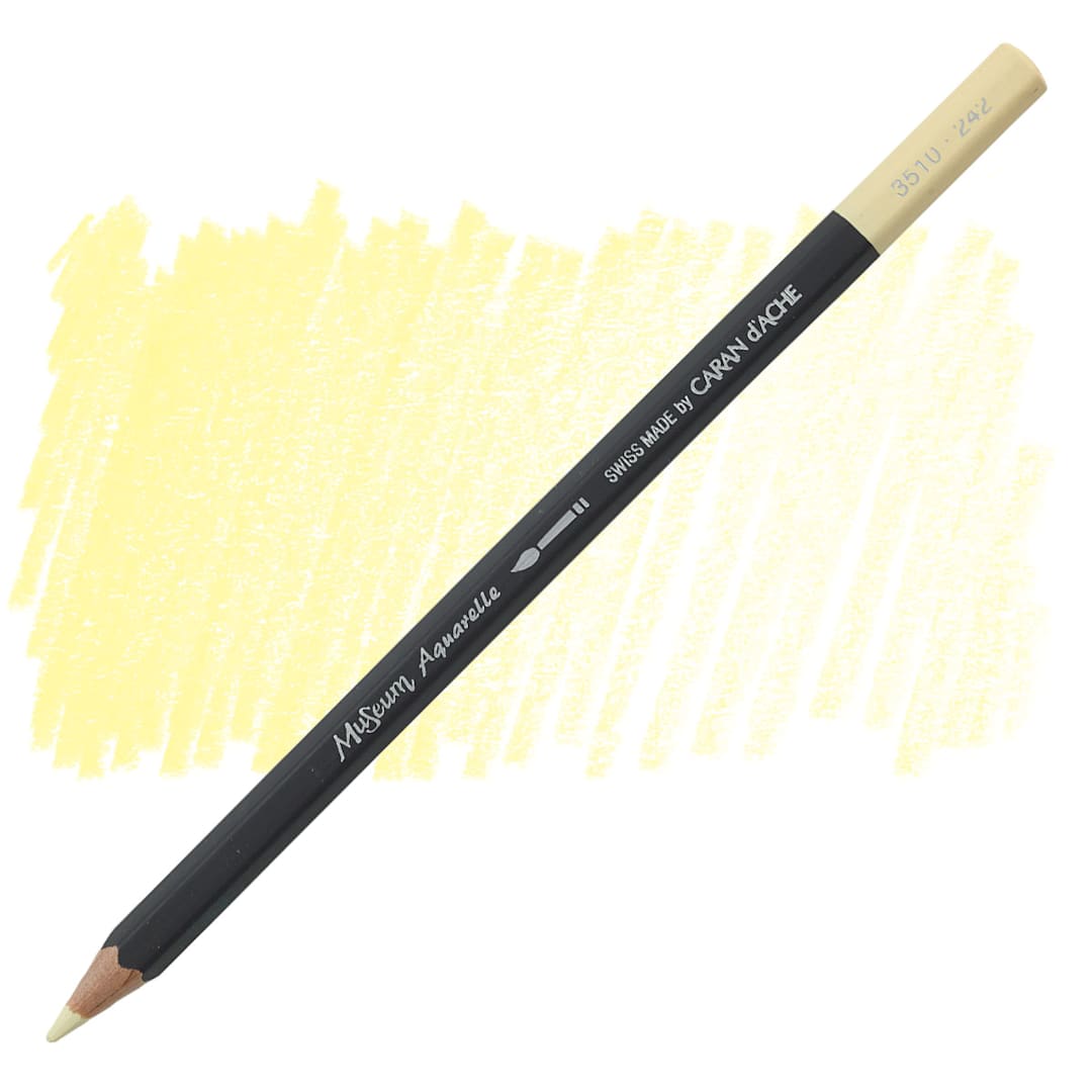Open in modal - Caran D'Ache Museum Aquarelle Pencil - Primrose pencil and swatch