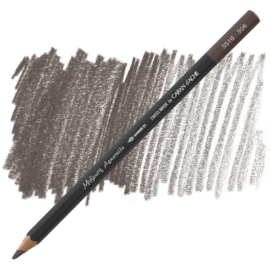 Open in modal - Caran D'Ache Museum Aquarelle Pencil - Sepia 50% pencil and swatch