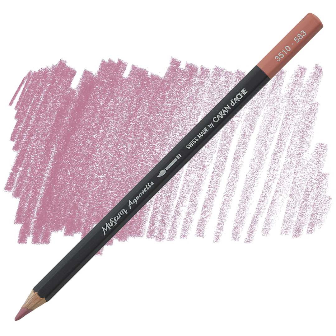 Open in modal - Caran D'Ache Museum Aquarelle Pencil - Violet Pink pencil and swatch
