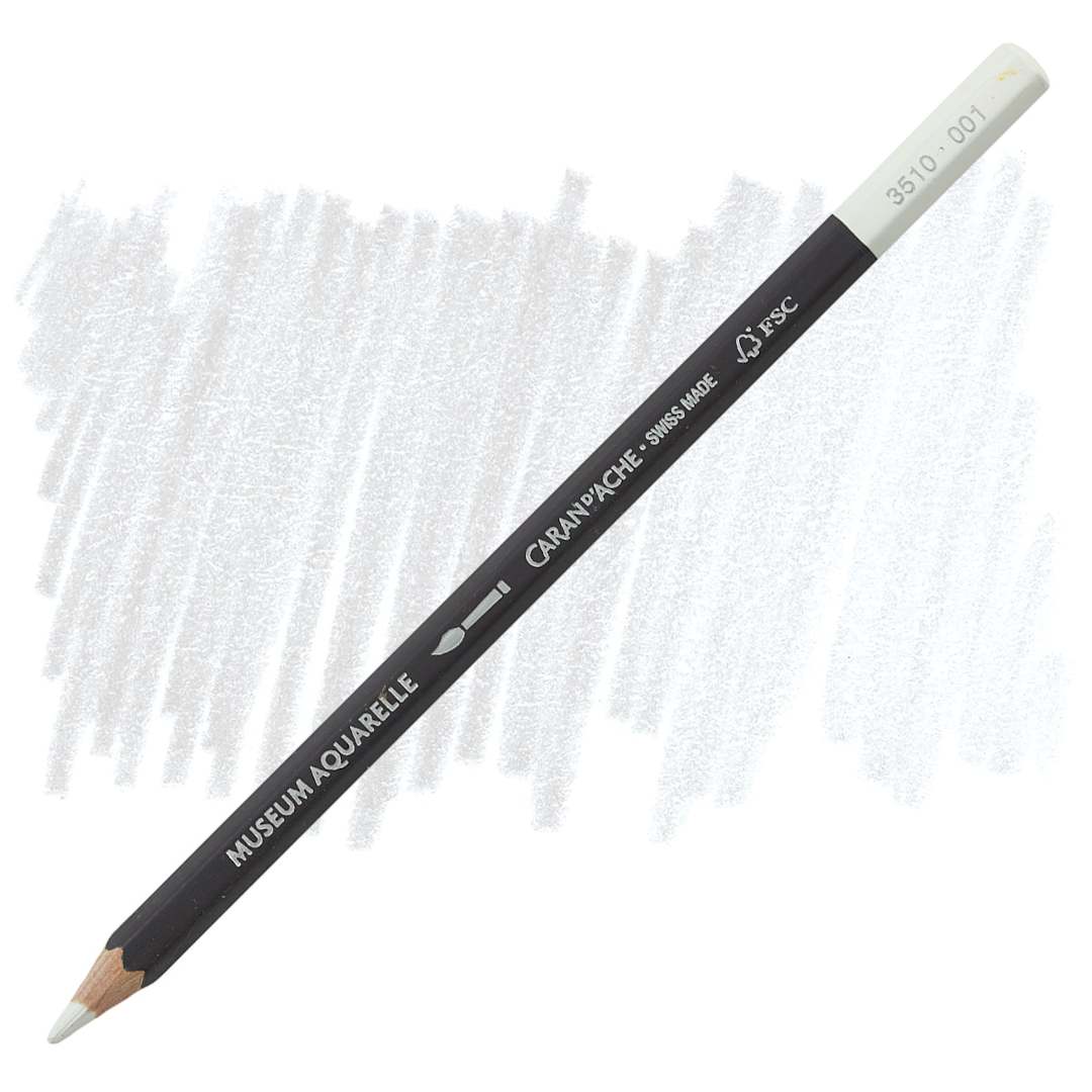 Open in modal - Caran D'Ache Museum Aquarelle Pencil - White pencil and swatch