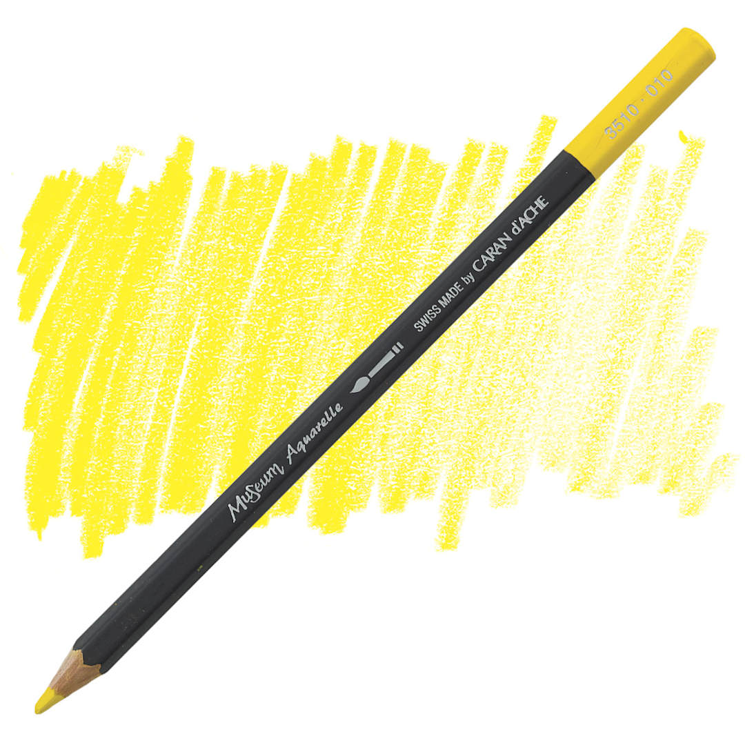 Open in modal - Caran D'Ache Museum Aquarelle Pencil - Yellow pencil and swatch
