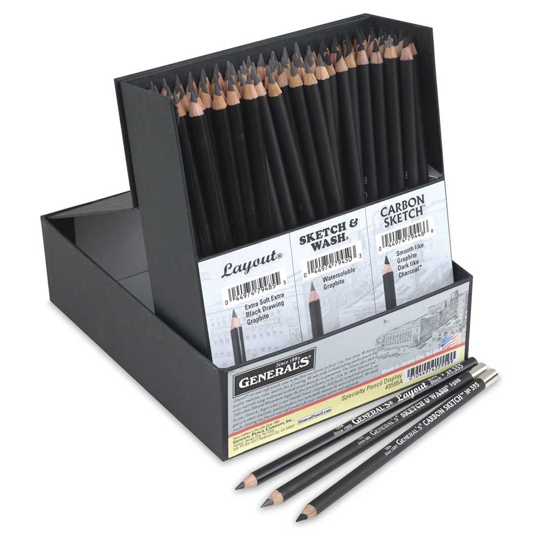 Open in modal - General's Specialty Drawing Pencils Classroom Pack - Open package showing all three types of pencils