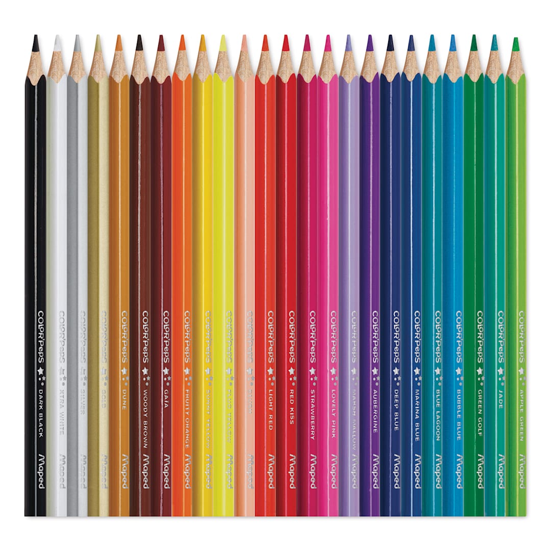 Open in modal - Maped Color'Peps Colored Pencils - Set of 24, pencils laid out