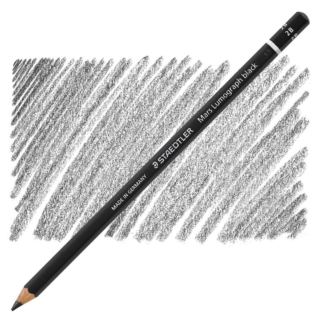 Open in modal - Staedtler Mars Lumograph Black Drawing Pencil - 2B pencil and swatch