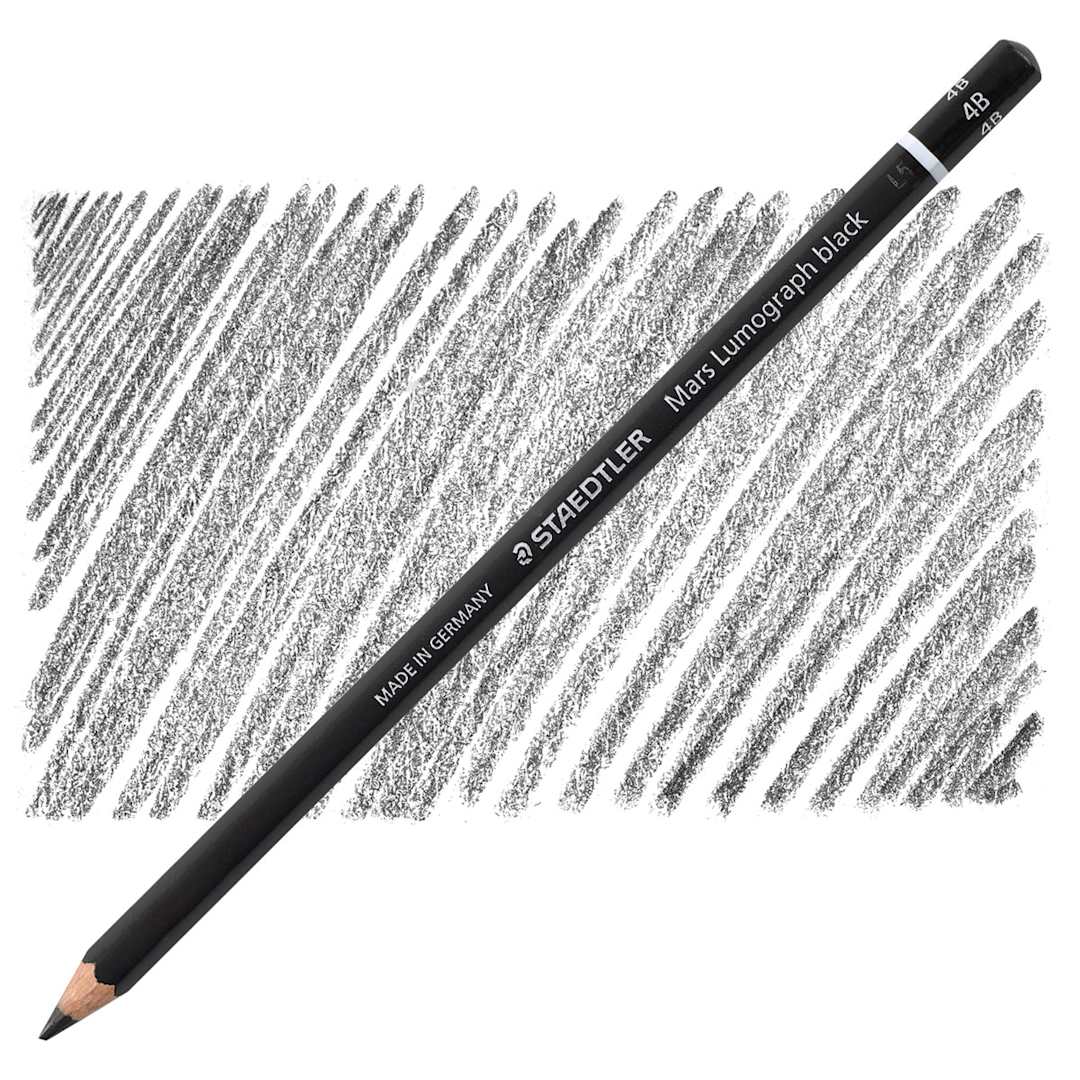 Open in modal - Staedtler Mars Lumograph Black Drawing Pencil - 4B pencil and swatch