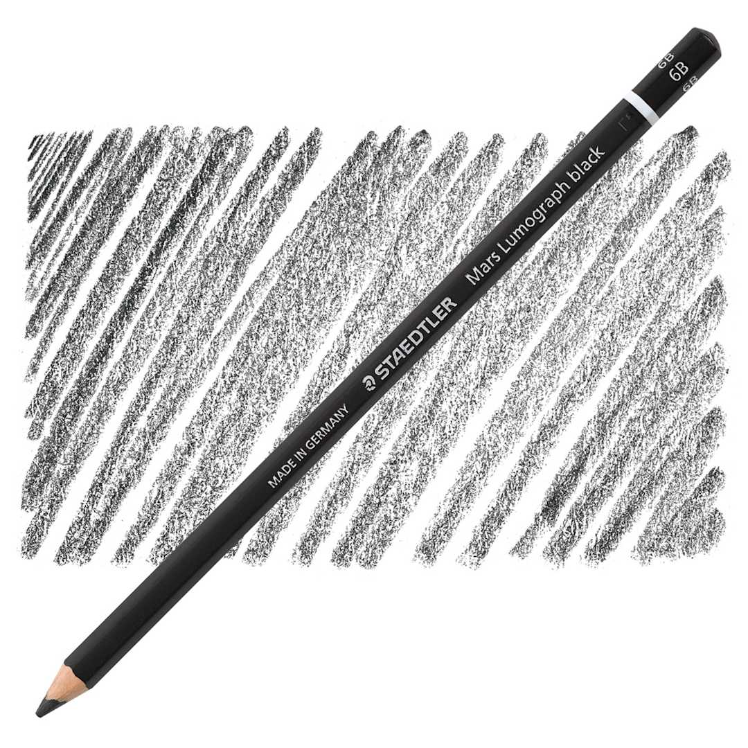 Open in modal - Staedtler Mars Lumograph Black Drawing Pencil - 6B pencil and swatch
