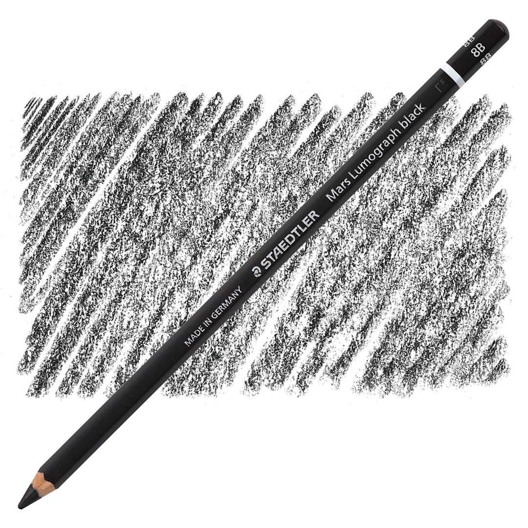 Open in modal - Staedtler Mars Lumograph Black Drawing Pencil - 8B pencil and swatch