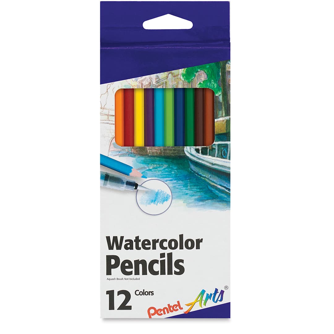 Open in modal - Pentel Arts Watercolor Colored Pencils - Front of package of 12 shown