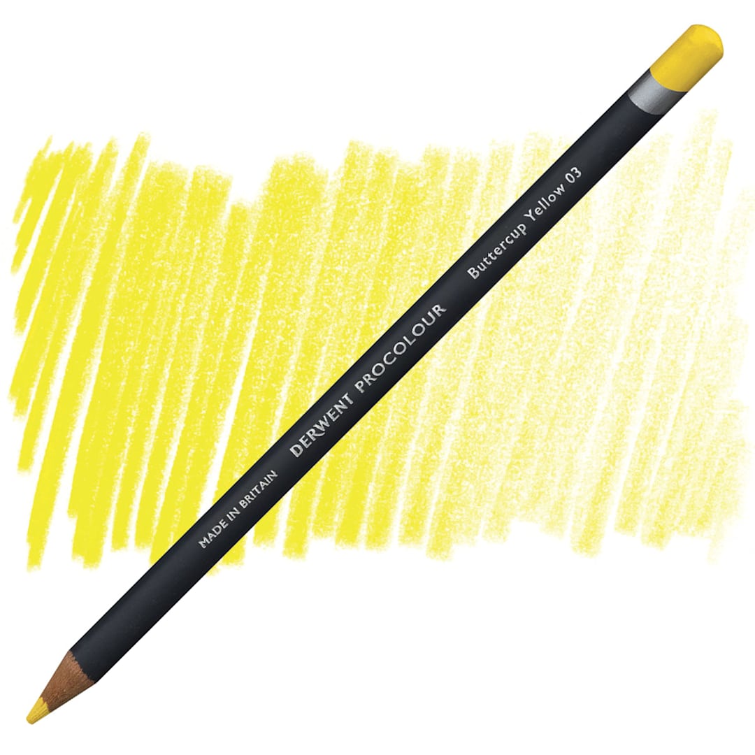 Open in modal - Derwent ProColour Colored Pencil - Buttercup Yellow pencil and swatch