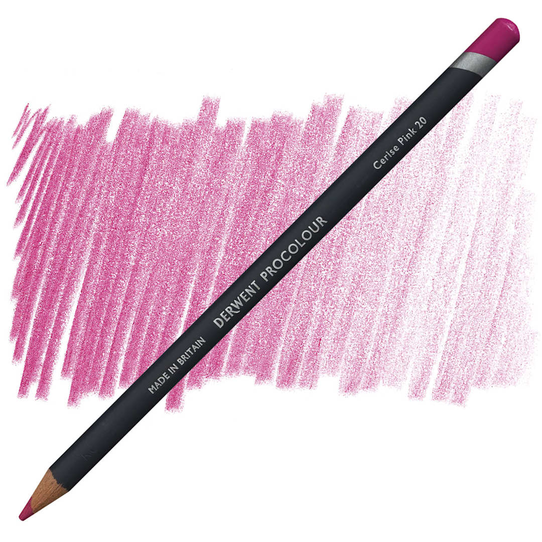 Open in modal - Derwent ProColour Colored Pencil - Cerise Pink pencil and swatch