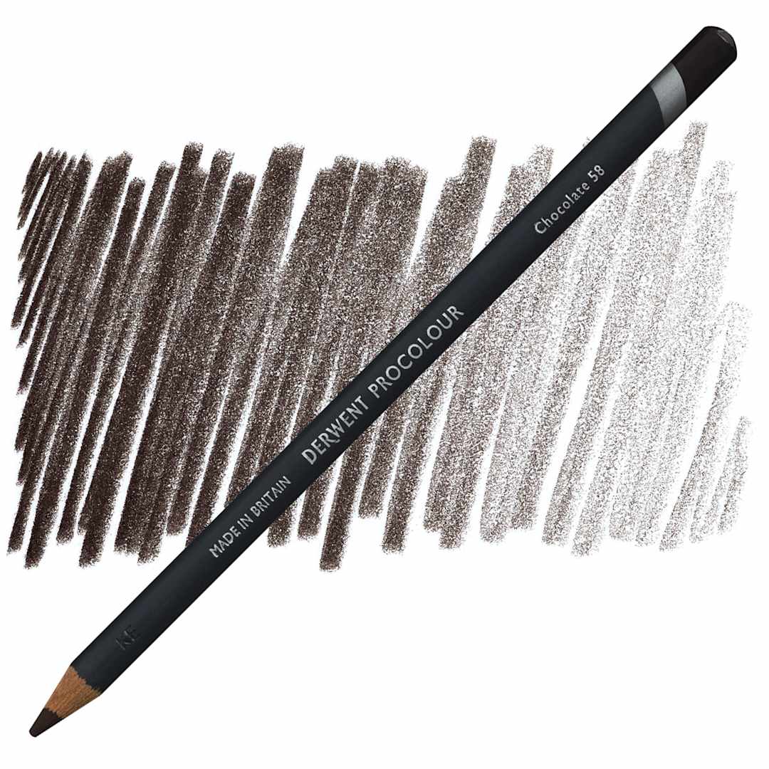 Open in modal - Derwent ProColour Colored Pencil - Chocolate pencil and swatch