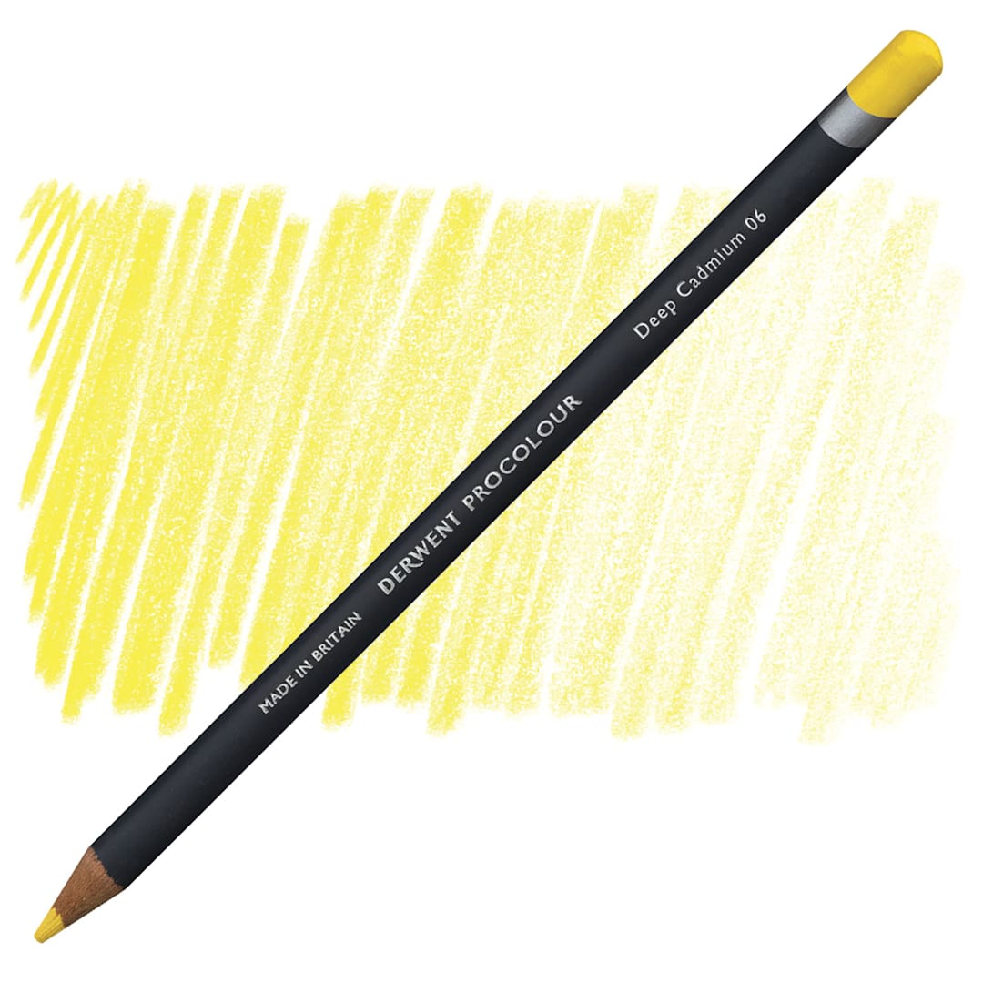 Open in modal - Derwent ProColour Colored Pencil - Deep Cadmium Yellow pencil and swatch