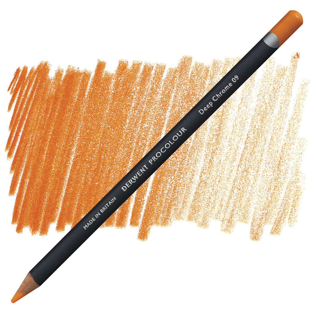 Open in modal - Derwent ProColour Colored Pencil - Deep Chrome Yellow pencil and swatch