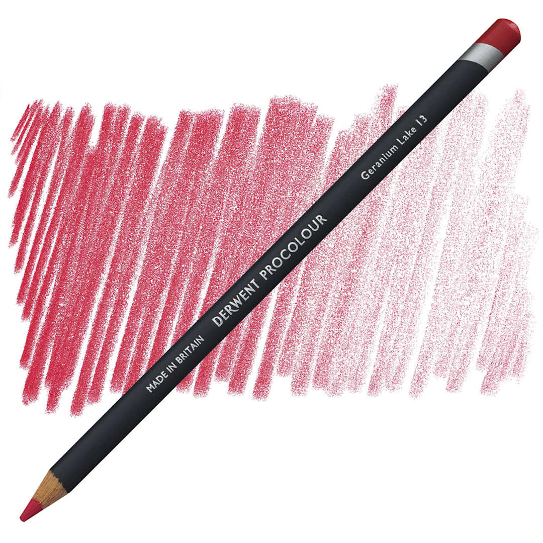 Open in modal - Derwent ProColour Colored Pencil - Geranium Lake pencil and swatch