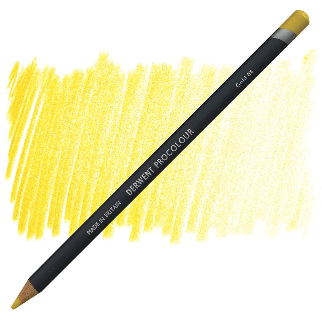 Open in modal - Derwent ProColour Colored Pencil - Gold pencil and swatch
