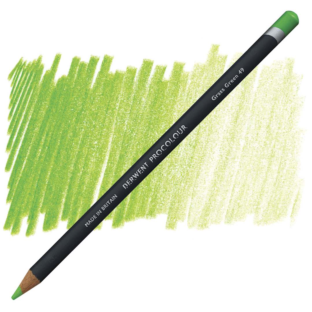 Open in modal - Derwent ProColour Colored Pencil - Grass Green pencil and swatch