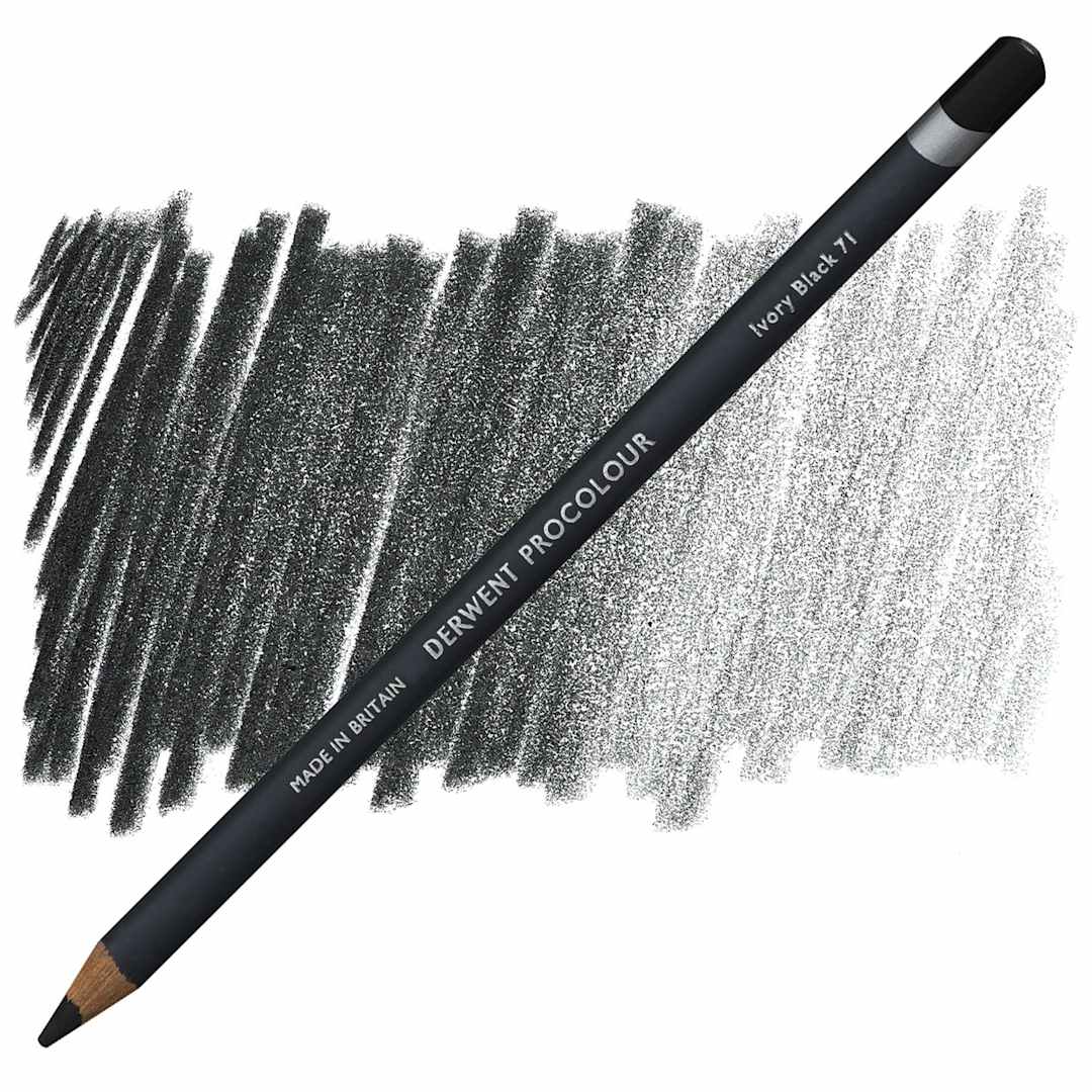 Open in modal - Derwent ProColour Colored Pencil - Ivory Black pencil and swatch