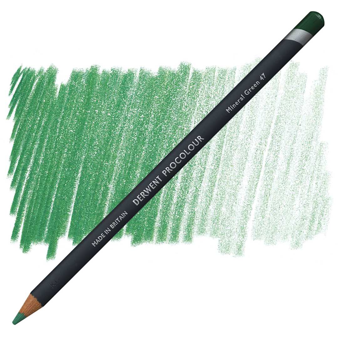 Open in modal - Derwent ProColour Colored Pencil - Mineral Green pencil and swatch